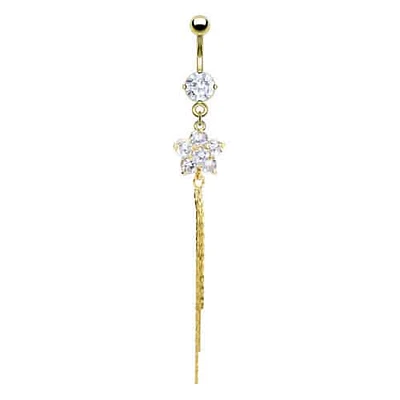 Flower + Tassel Navel Dangle 14g