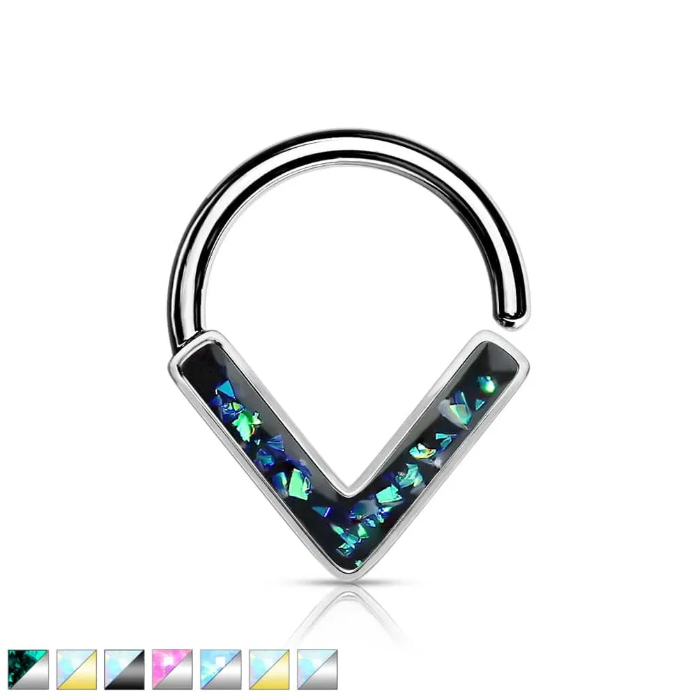 V-Shaped Opal Bendable Ring 16g