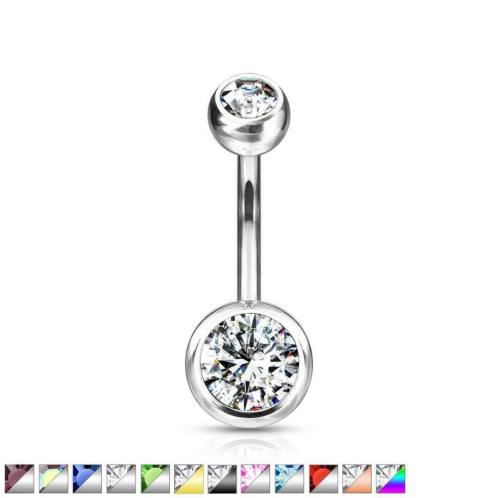 G23 Titanium Crystal Navel Barbell 14g