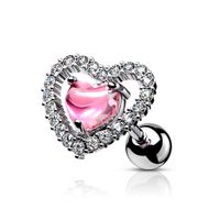 PREMIUM Pink Heart Cartilage Stud 16g