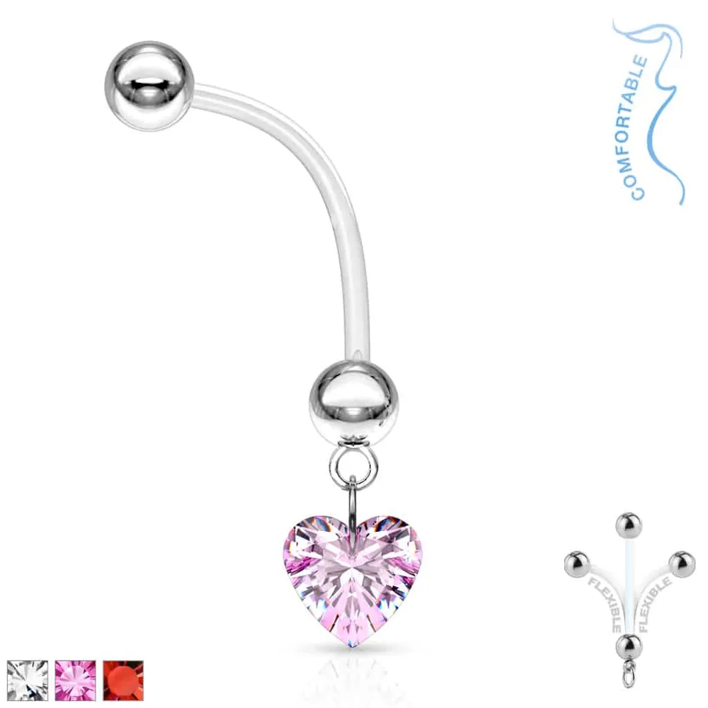 Jeweled Heart Pregnancy Dangle 14g