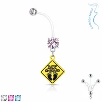 Jeweled Baby on Board Pregnancy Dangle 14g