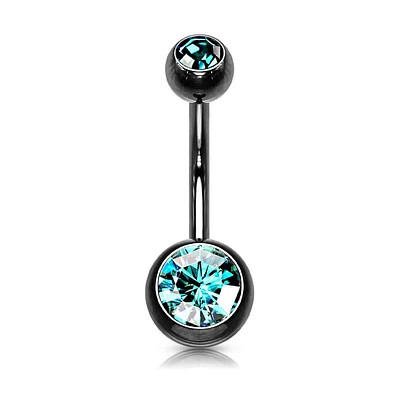 PVD Crystal Navel Barbell 14g