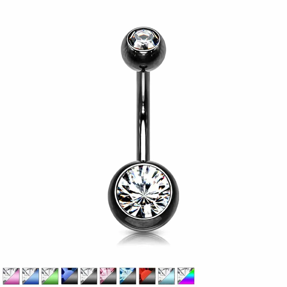 PVD Crystal Navel Barbell 14g