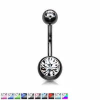 PVD Crystal Navel Barbell 14g