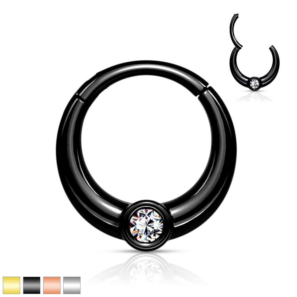 PREMIUM Large Crystal Hinged Segment Ring 16g