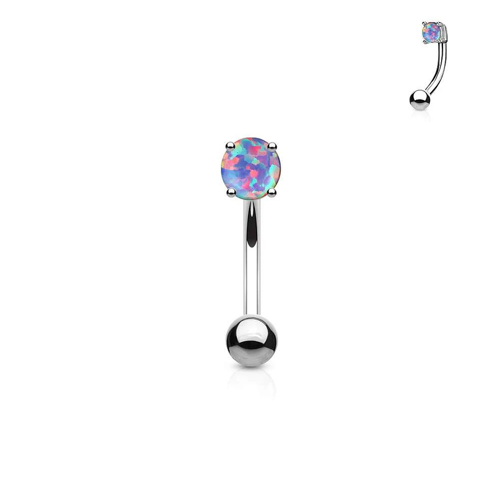 PREMIUM Claw-Set Opal Curved Barbell 16g