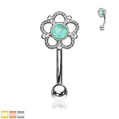 PREMIUM Turquoise Flower Curved Barbell 16g