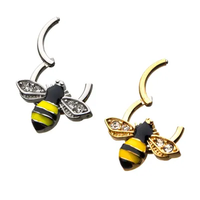 PREMIUM Jewel Wings Bee Hinged Segment Ring 16g