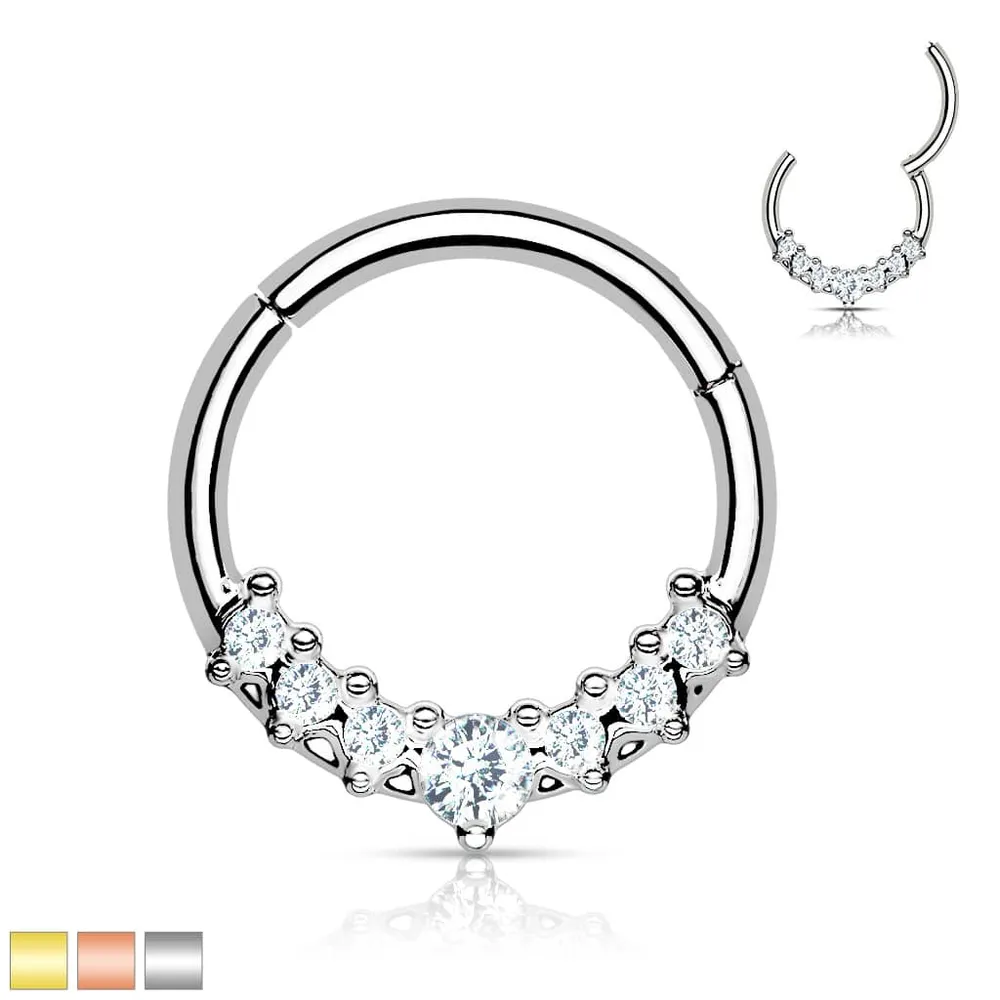 PREMIUM Claw-Set Crystals Segment Ring 16g