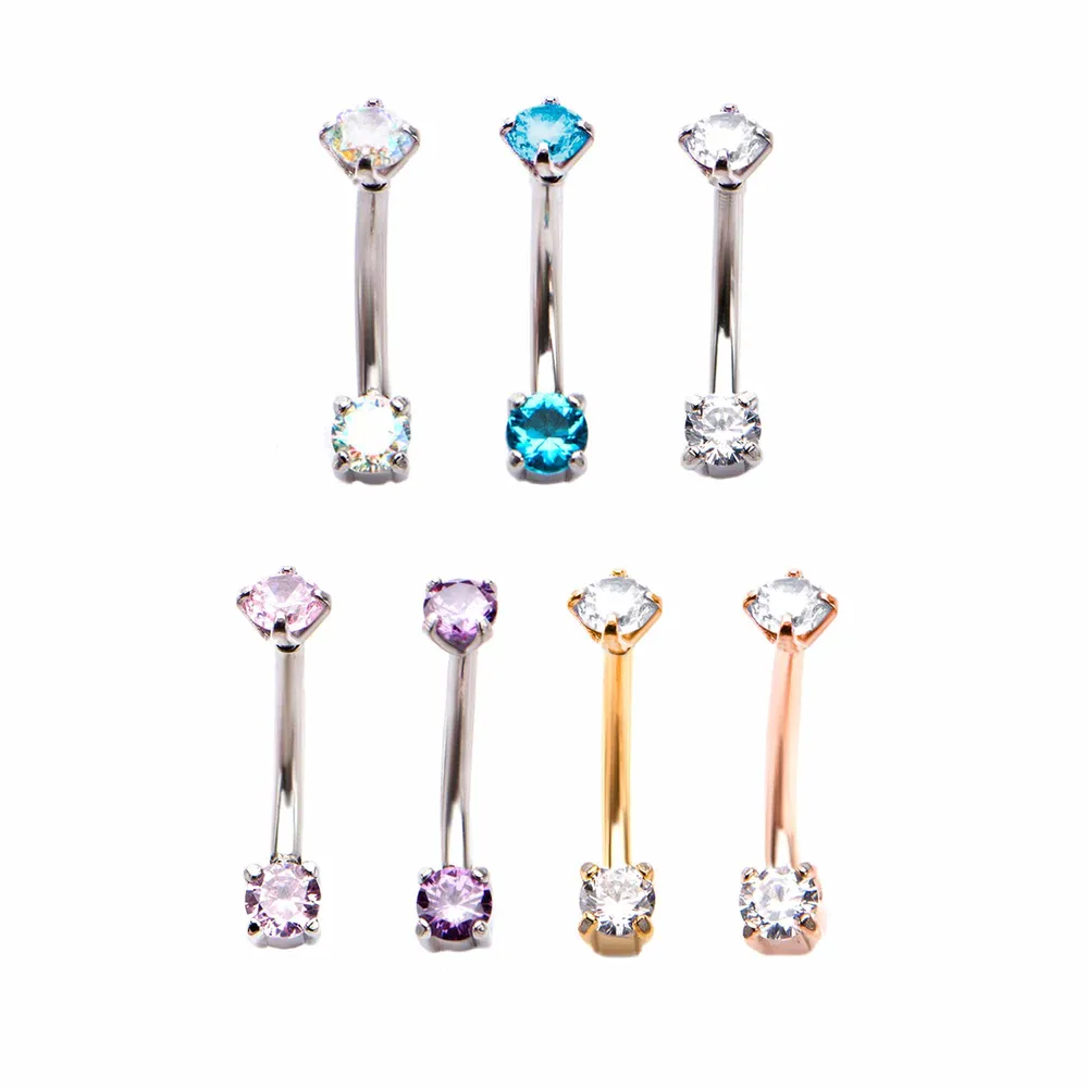 PREMIUM Claw-set Crystal Curved Barbell 16g