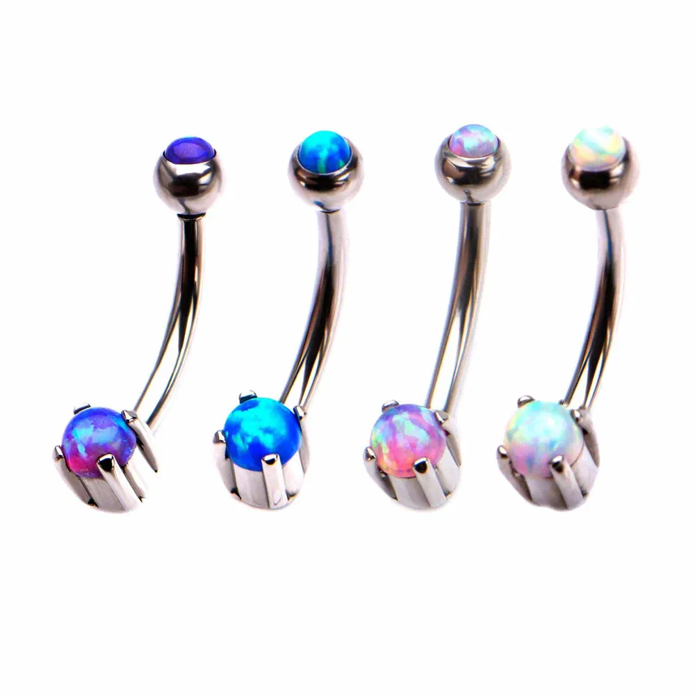 PREMIUM Forward-Facing Opal Curved Barbell 16g