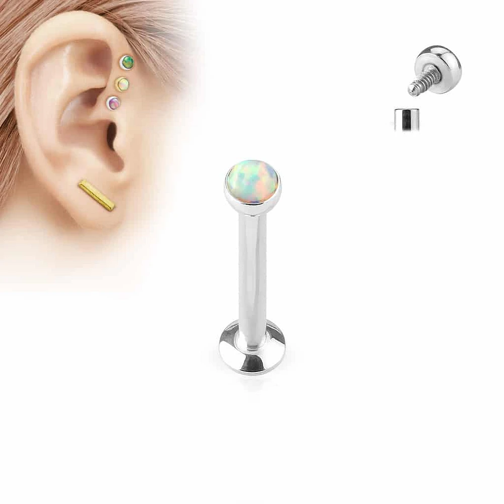 PREMIUM Titanium + Opal Labret 16g