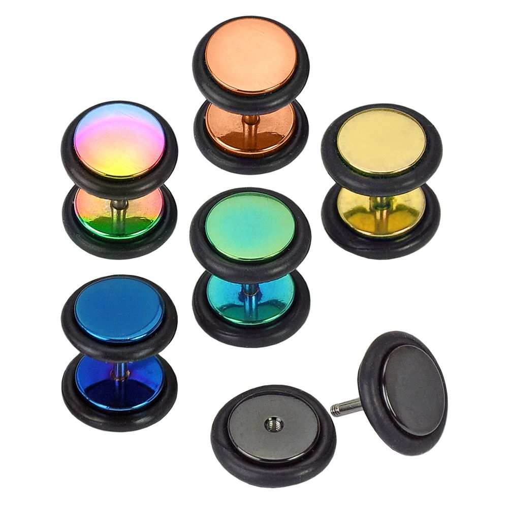 Titanium with O-Rings Faux Plugs 16g