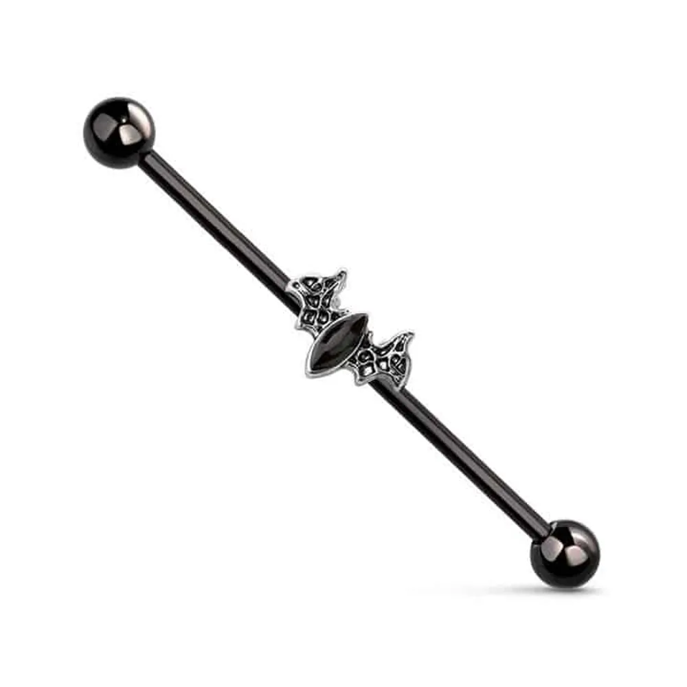 PREMIUM Crystal Bat Industrial Barbell 14g