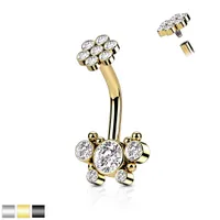 PREMIUM Dotwork Butterfly Navel Barbell 14g