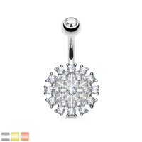 Crystal Cluster Shield Navel Barbell 14g