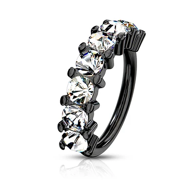 Large Crystal Jewel Edge Bendable Ring 18g