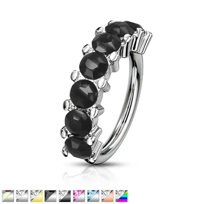 Large Crystal Jewel Edge Bendable Ring 18g