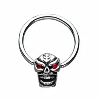 Red Eye Skull Captive Bead Ring 12g