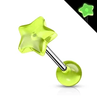 Glow the Dark Star Tongue Barbell 14g