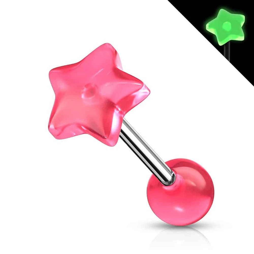 Glow the Dark Star Tongue Barbell 14g