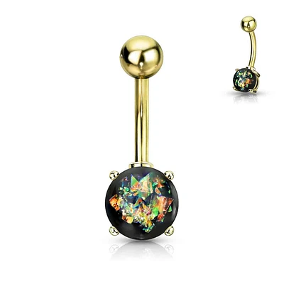 Claw-Set Opal Navel Barbell 14g