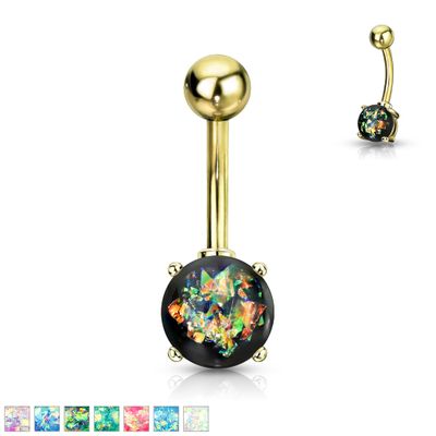Claw-Set Opal Navel Barbell 14g