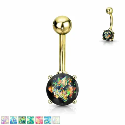 Claw-Set Opal Belly Barbell 14g