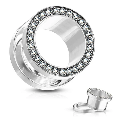 Surgical Steel Channel-Set Crystal Tunnels 14g – 1″