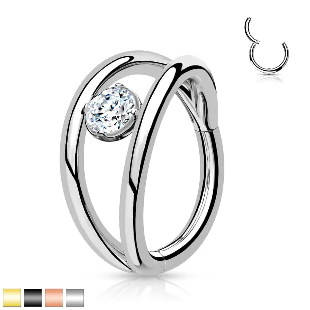 PREMIUM Double Layer + Crystal Segment Ring 16g