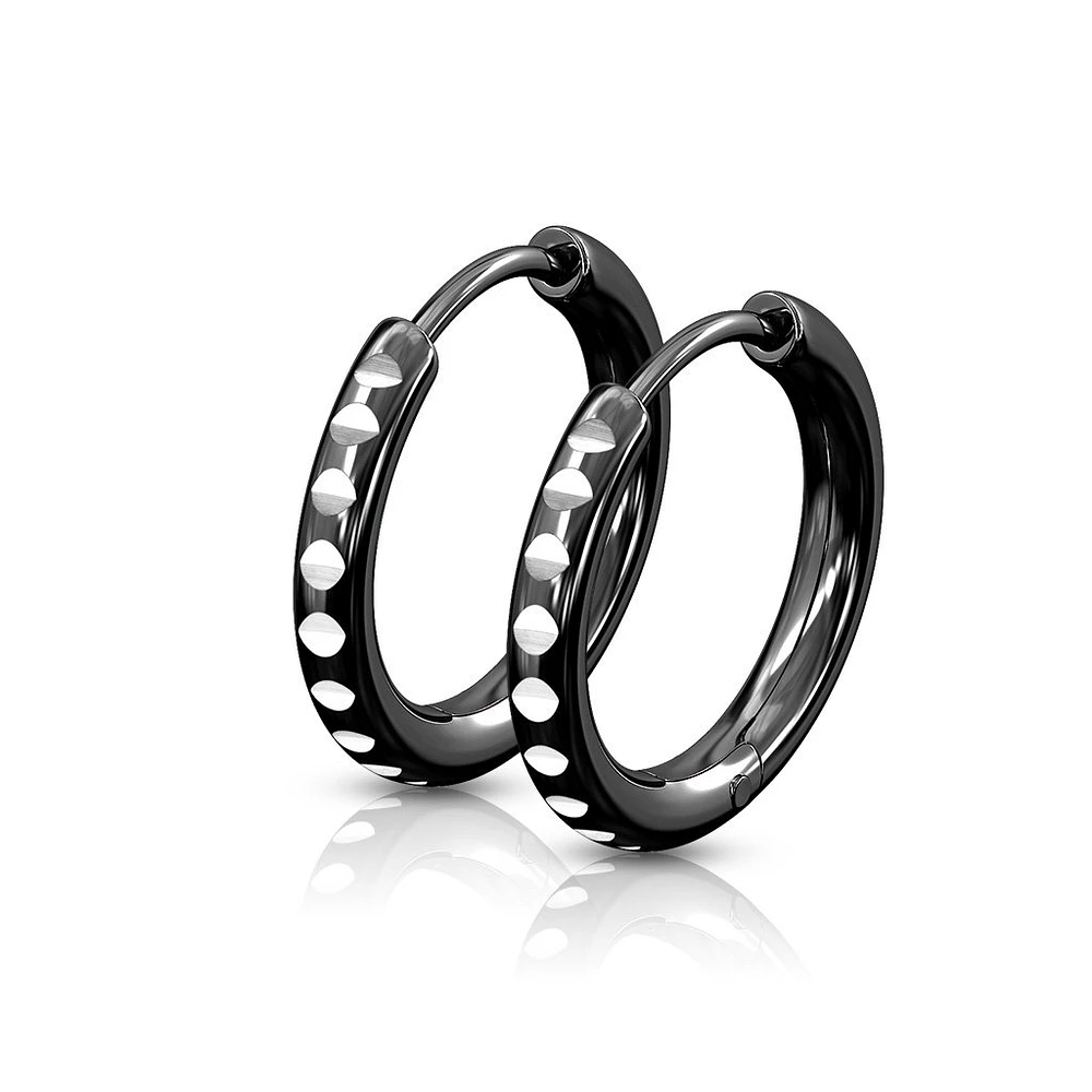 Round Cut Blackline Cuff Earrings