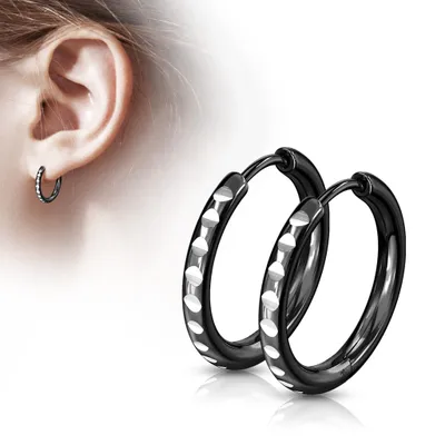 Round Cut Blackline Cuff Earrings