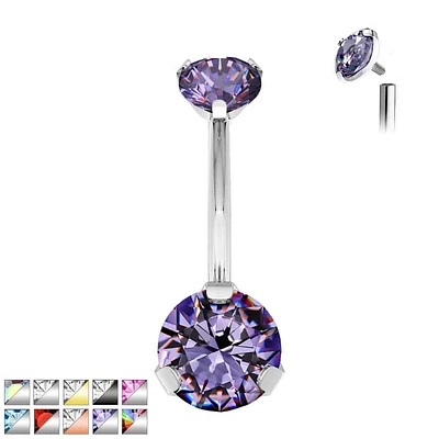 PREMIUM Titanium Claw-Set Crystal Navel Barbell 14g