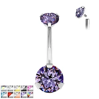 PREMIUM Titanium Claw-Set Crystal Navel Barbell 14g