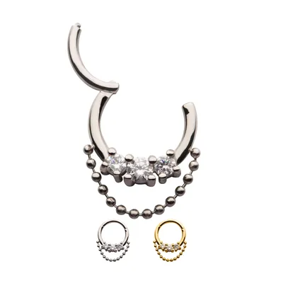 PREMIUM Claw-Set Crystal + Chain Segment Ring 16g