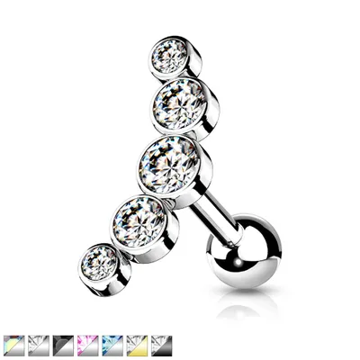 PREMIUM Bezel-Set Crystal Cartilage Curve 16g