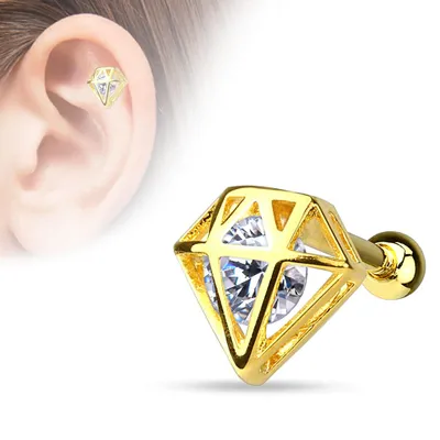 PREMIUM Geometric Diamond + Crystal Cartilage Stud 16g