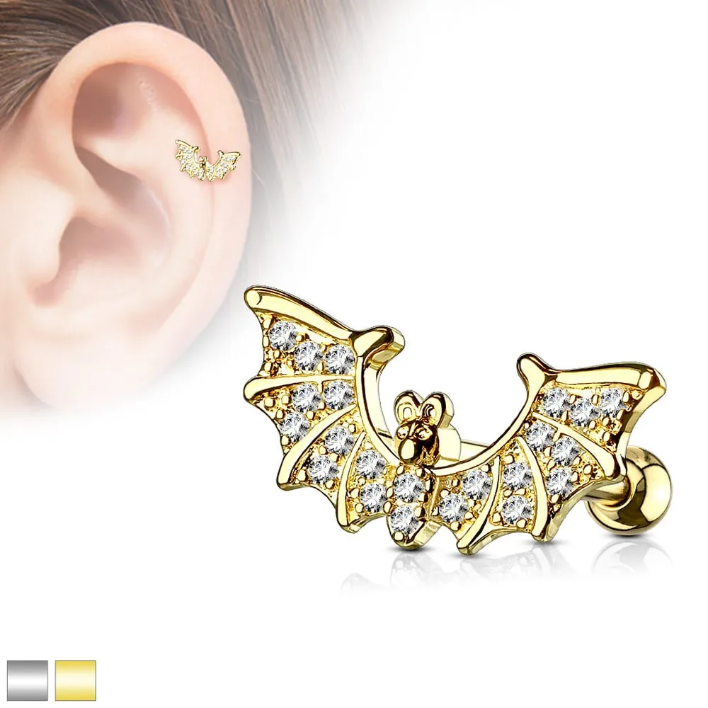 PREMIUM Paved Bat Cartilage Stud 16g