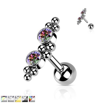 PREMIUM 2 Bezel-Set Crystal + Dotwork Cartilage 16g