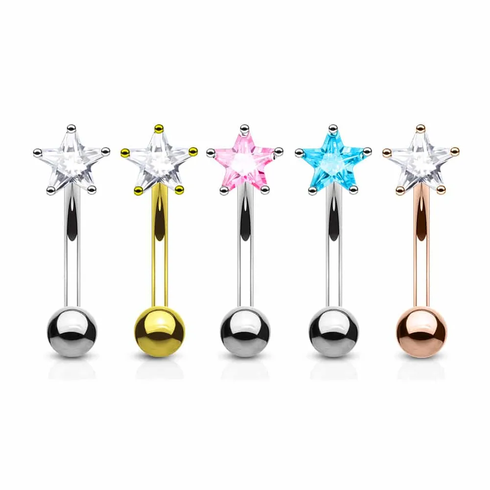 PREMIUM Forward-Facing Star Curved Barbell 16g