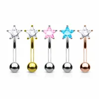 PREMIUM Forward-Facing Star Curved Barbell 16g