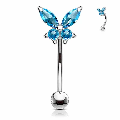 PREMIUM Claw-Set Butterfly Curved Barbell 16g