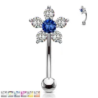 PREMIUM Claw-Set Flower Curved Barbell 16g