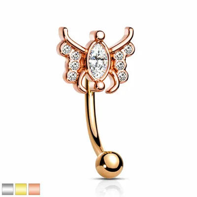 PREMIUM Marquise Centre Butterfly Curved Barbell 16g