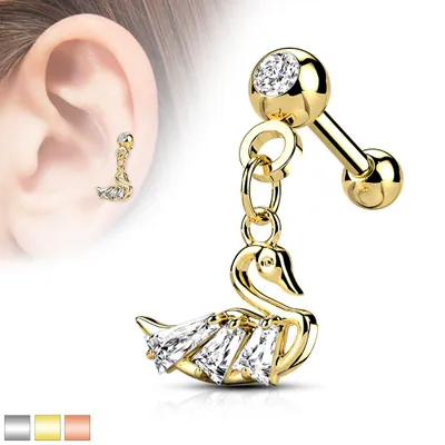 PREMIUM Crystal Swan Cartilage Dangle 16g