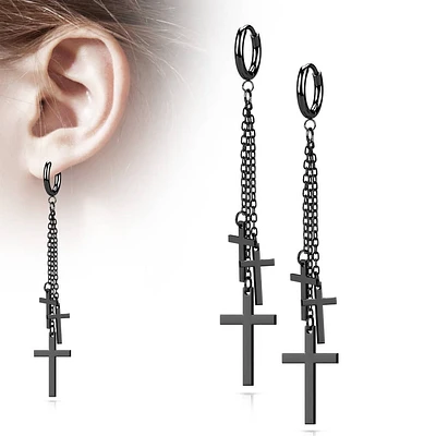 Triple Cross Dangle Cuff Earrings