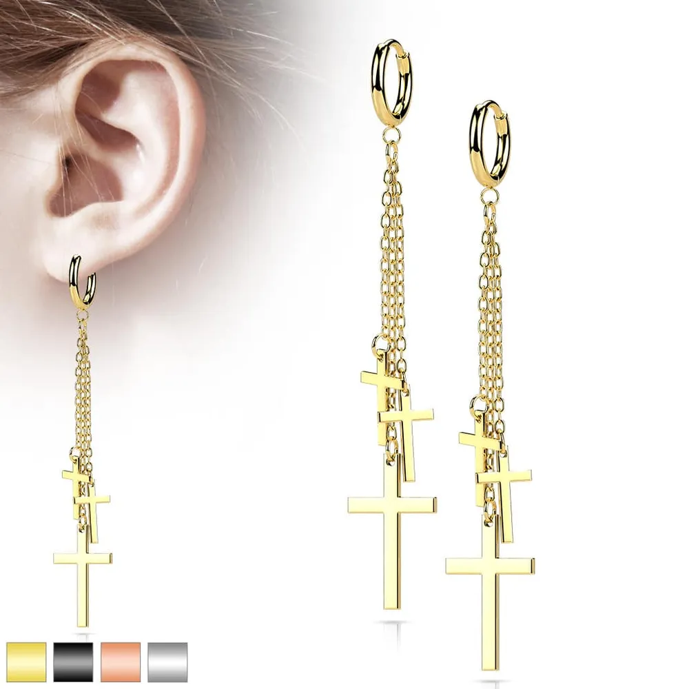 Triple Cross Dangle Cuff Earrings