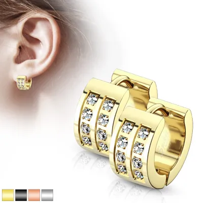 Double Crystal Line Cuff Earrings