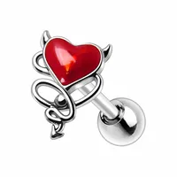 Surgical Steel Devil Heart Cartilage Stud 16g